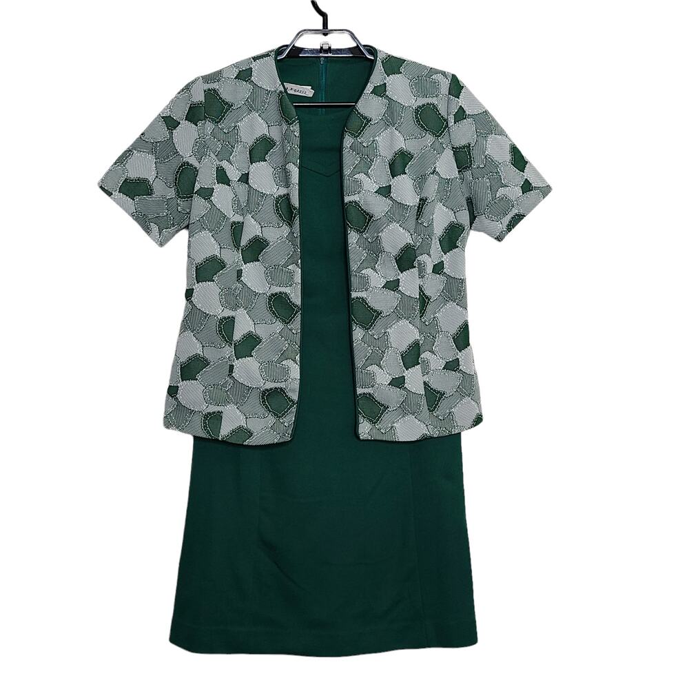 Womens Vintage Dress 60s Green Jacket Small 4 6